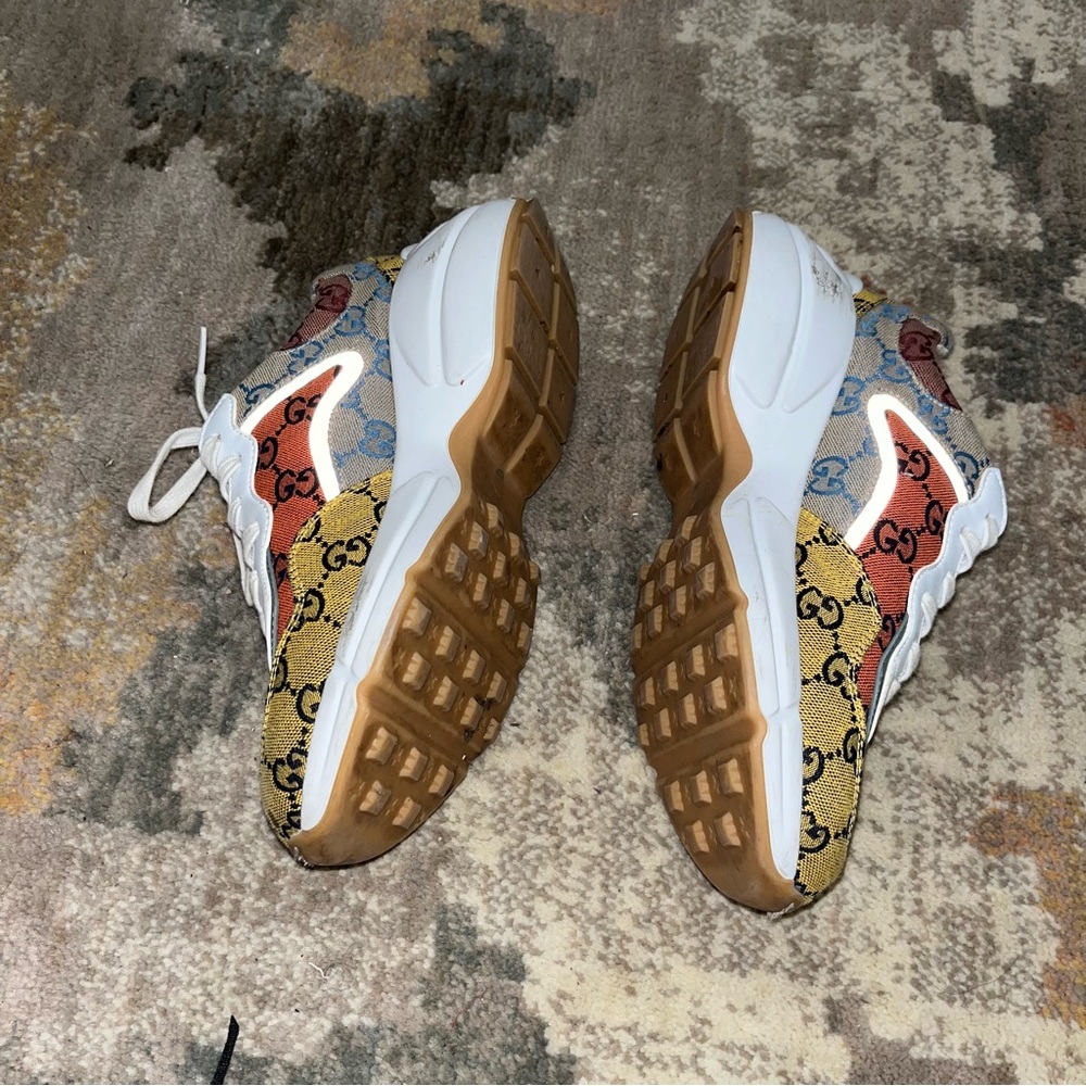 Gucci Rhyton GG Logo Multi Orange Yellow Blue Red Authentic Sneakers With Box - Picture 7 of 16